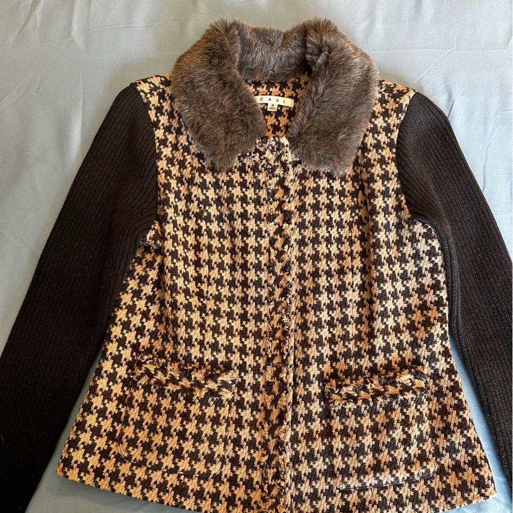 Cabi jacket with removable faux fur collar